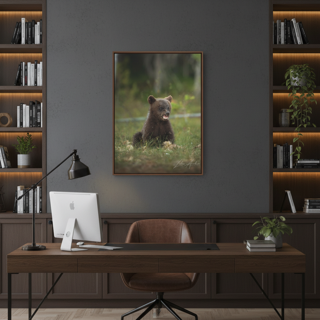 Expressive Bear Cub in Woodland Meadow – By Photographer Lukas Andersen
