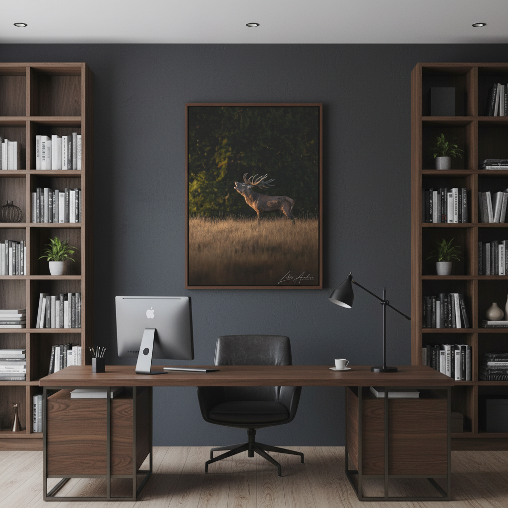 Roaring Stag in Golden Meadow – By Photographer Lukas Andersen