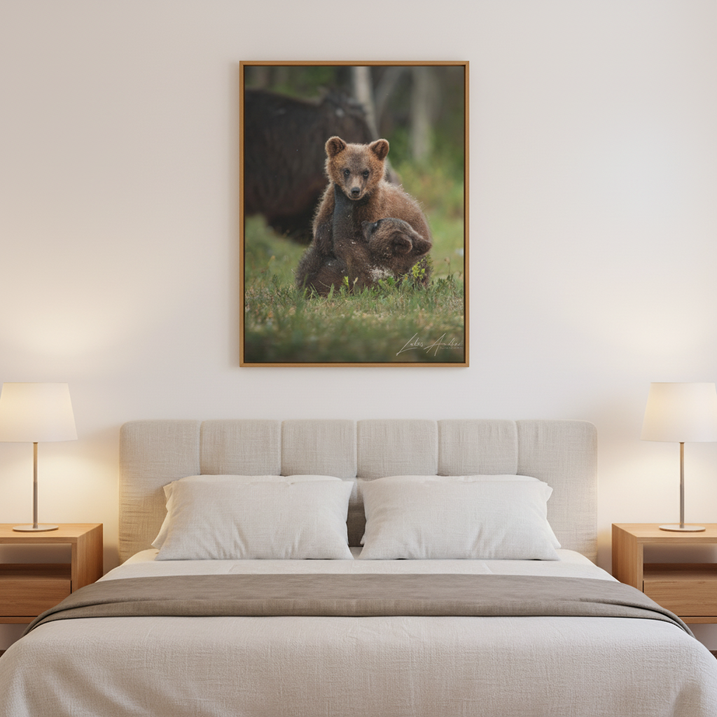 Playful Bear Cubs in Meadow Light – By Photographer Lukas Andersen