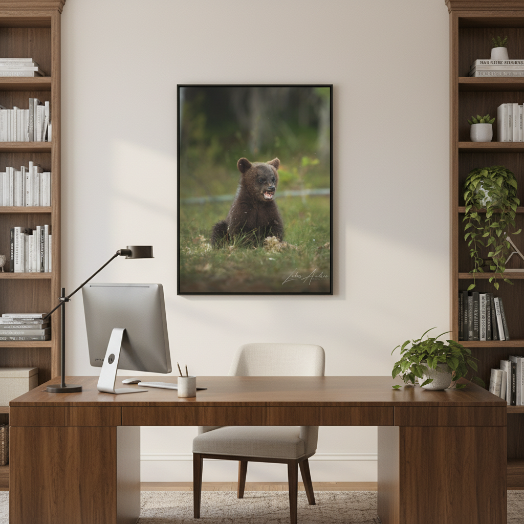 Expressive Bear Cub in Woodland Meadow – By Photographer Lukas Andersen