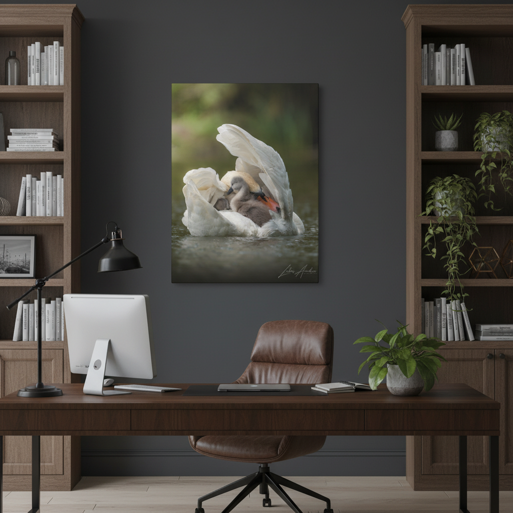 Swan Sheltering Two Cygnets – By Photographer Lukas Andersen