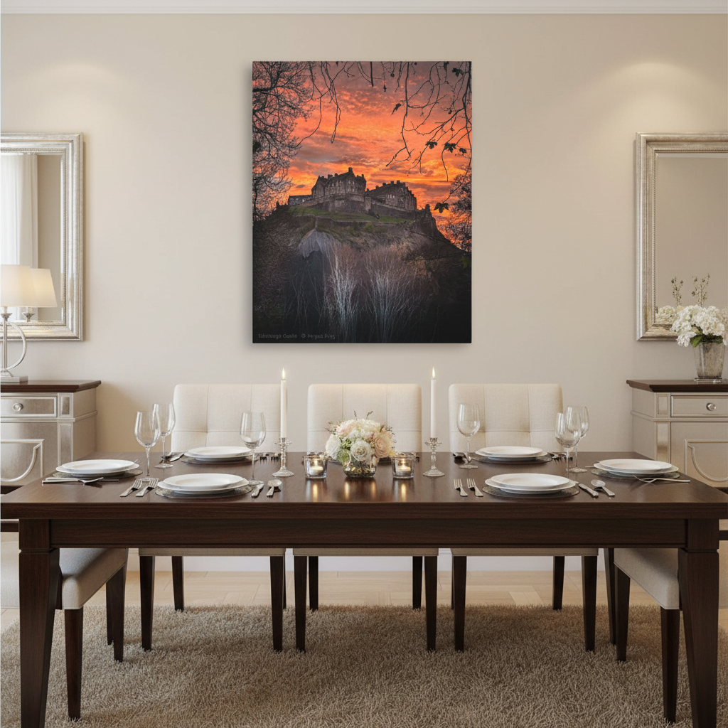 Edinburgh Castle Sunset - Matte Canvas Print By Photographer Fergus King