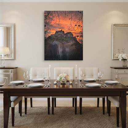 Edinburgh Castle Sunset - Matte Canvas Print By Photographer Fergus King
