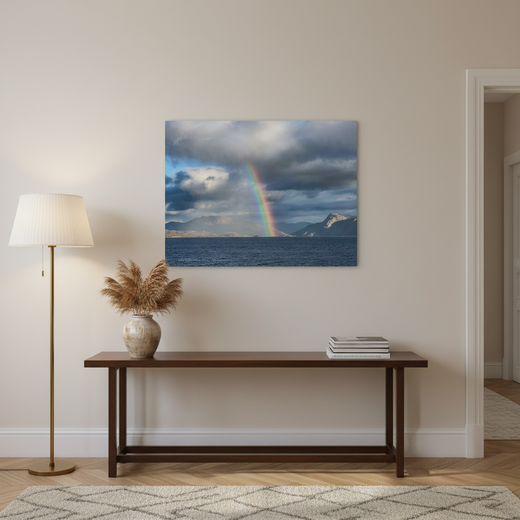 Knoydart Rainbow canvas print – by photographer Fergus King l Scottish Highlands landscape wall art