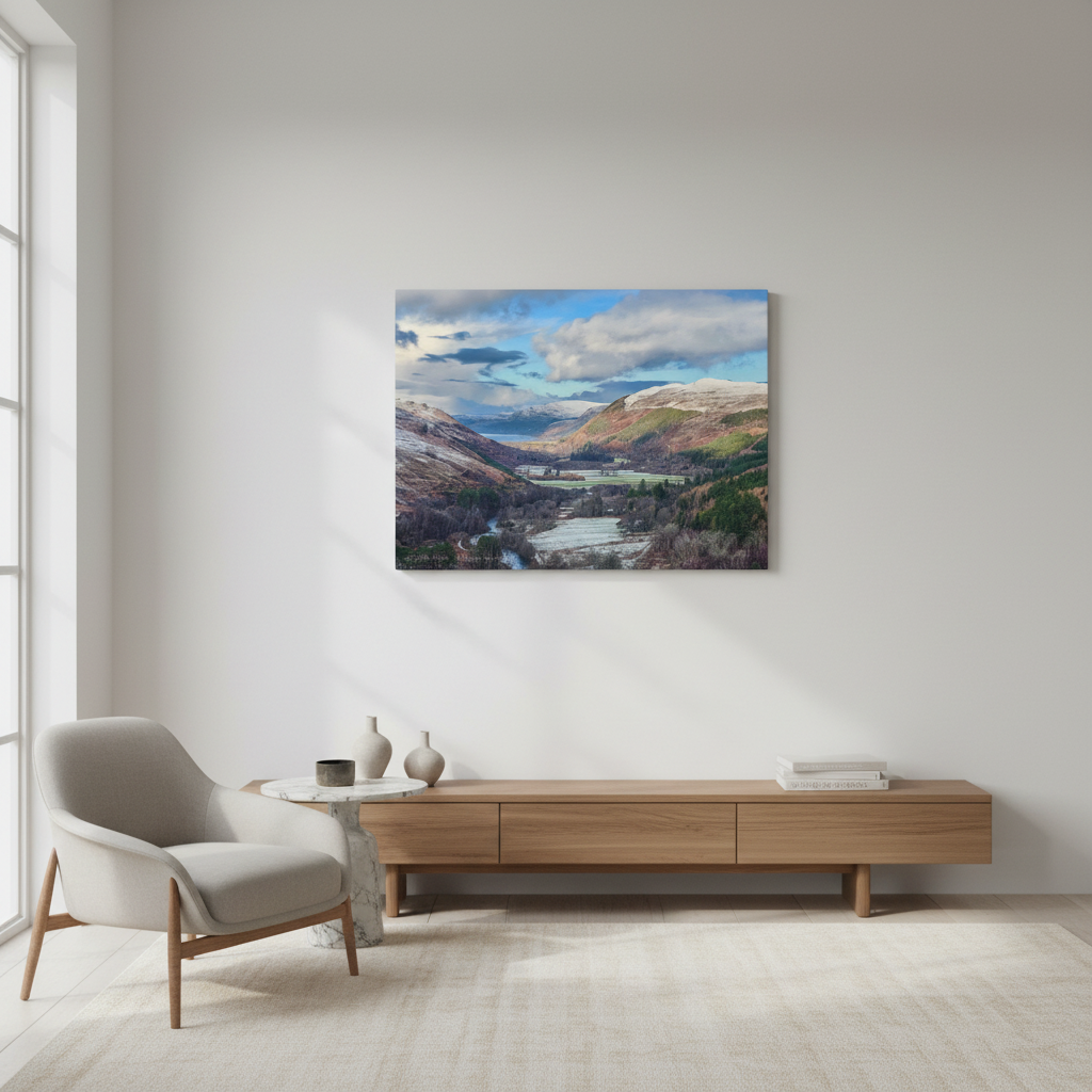 Strath More Canvas Print – By Photographer Fergus King l Scottish Highland Valley Wall Art