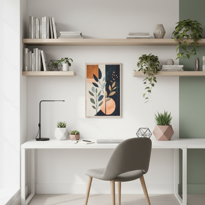 Botanical Abstract Canvas Print — Modern Geometric Plant Wall Art