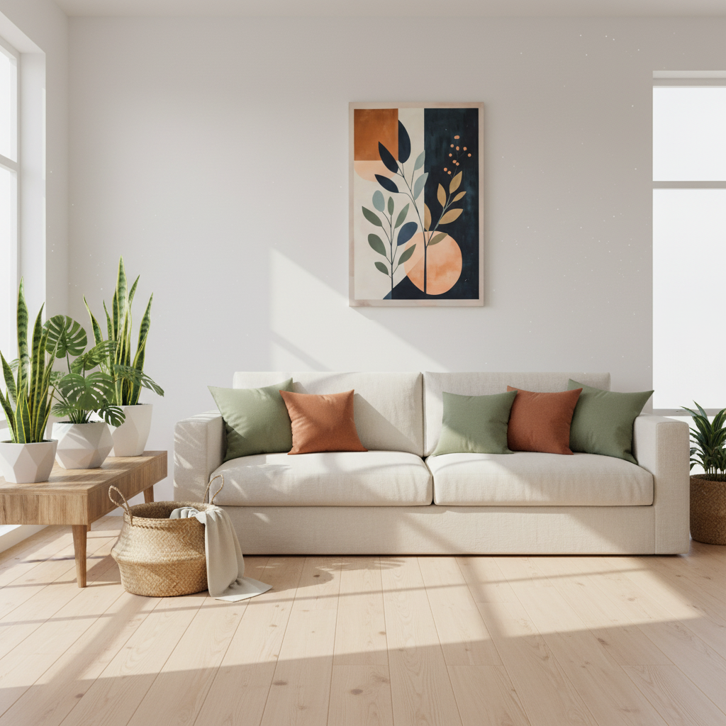 Botanical Abstract Canvas Print — Modern Geometric Plant Wall Art