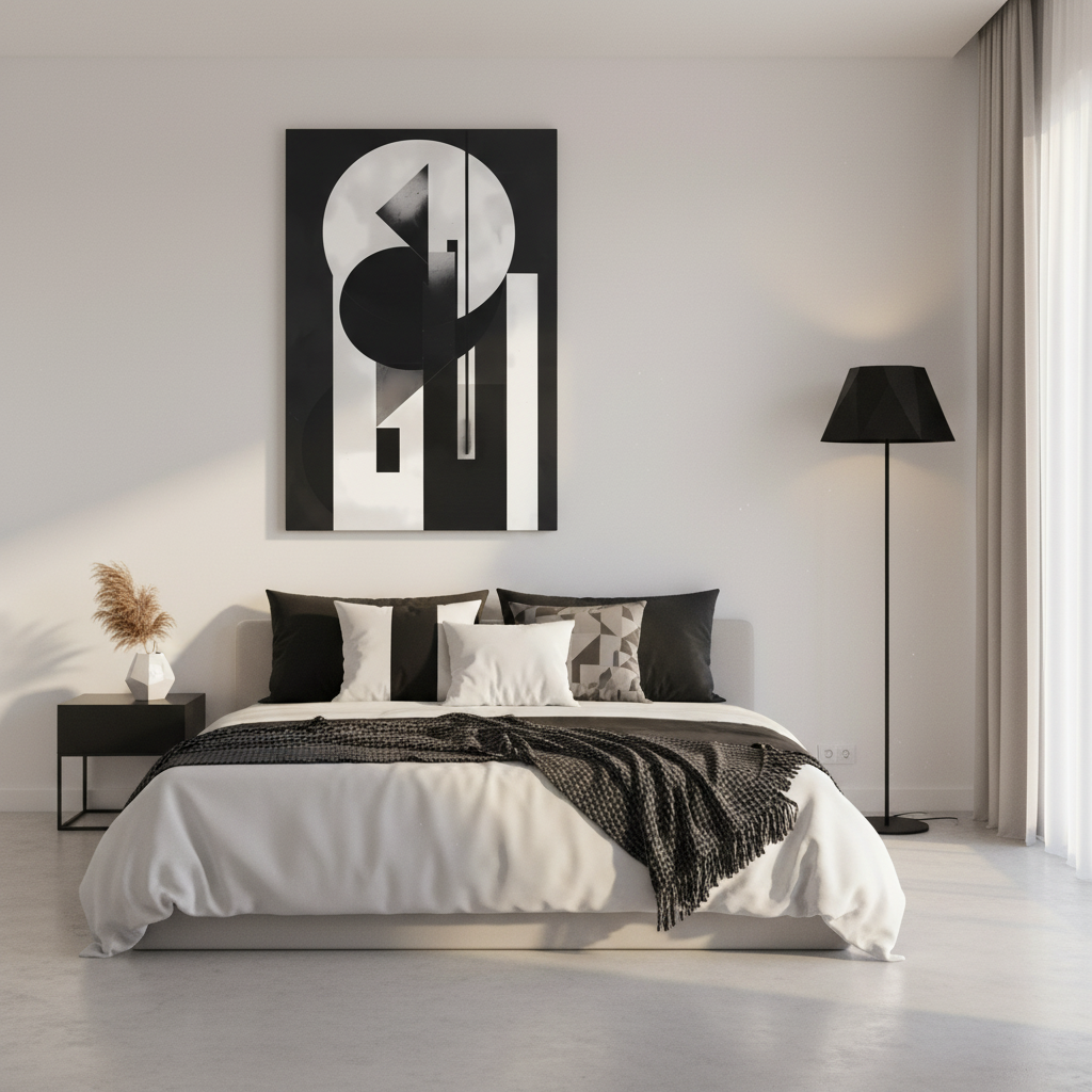 Geometric Symphony — Black & White Modern Poster