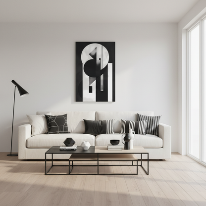 Geometric Symphony — Black & White Modern Poster