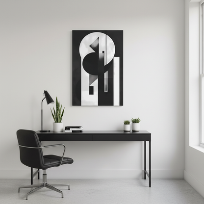 Geometric Symphony — Black & White Modern Poster