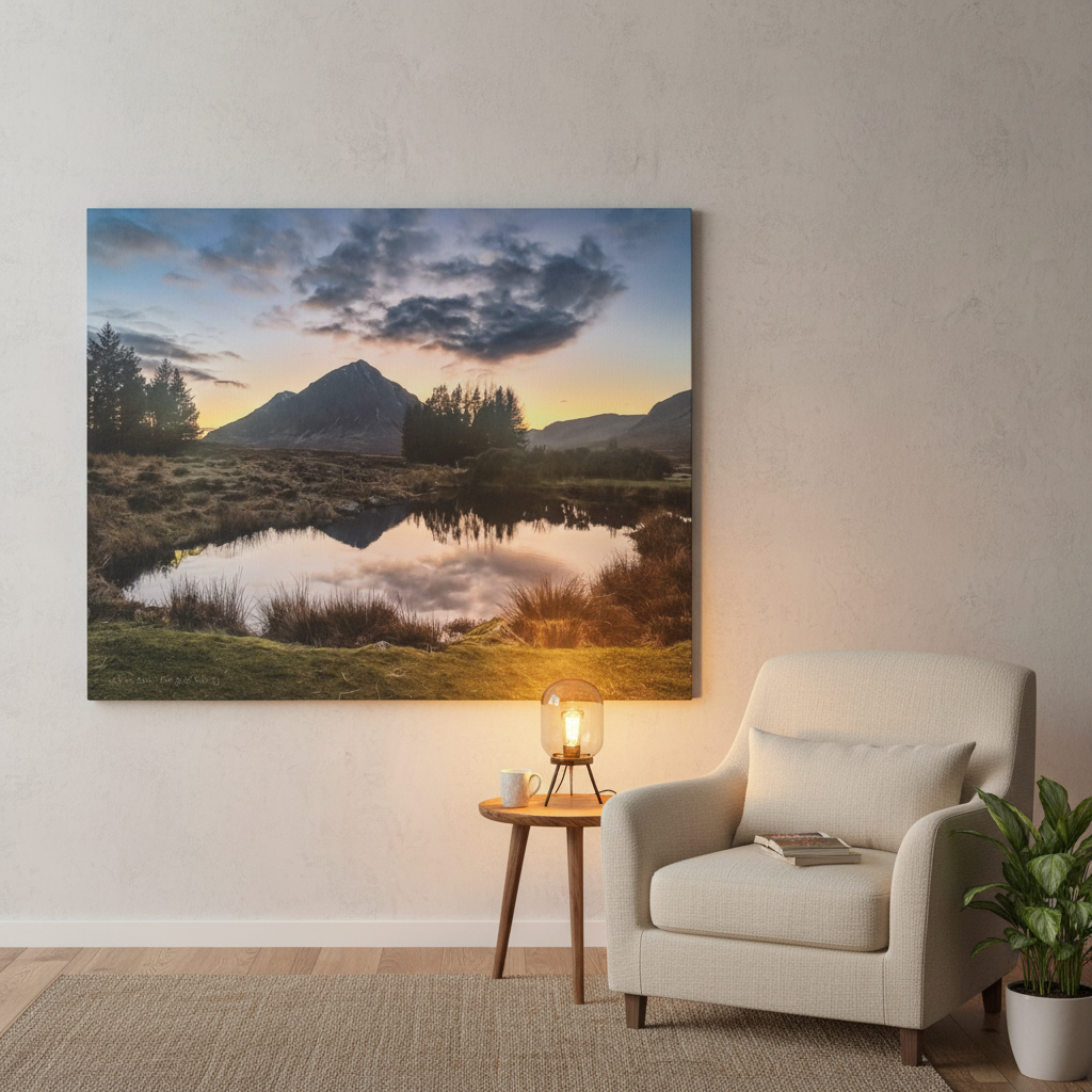 Glen Coe Sunset, Scottish Highlands – Canvas Print by Fergus King