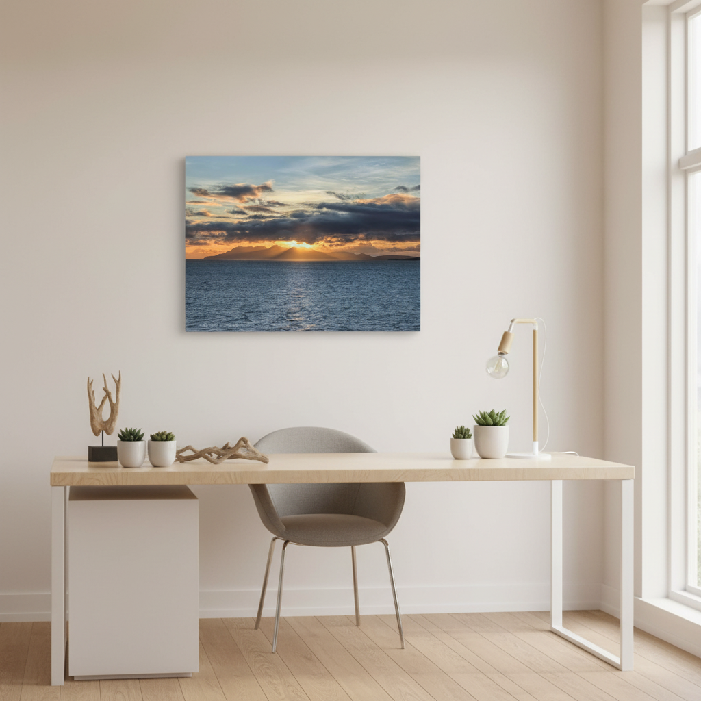 Isle of Rum Sunset Canvas Print – By Photographer Fergus King | Scottish Island Seascape Wall Art