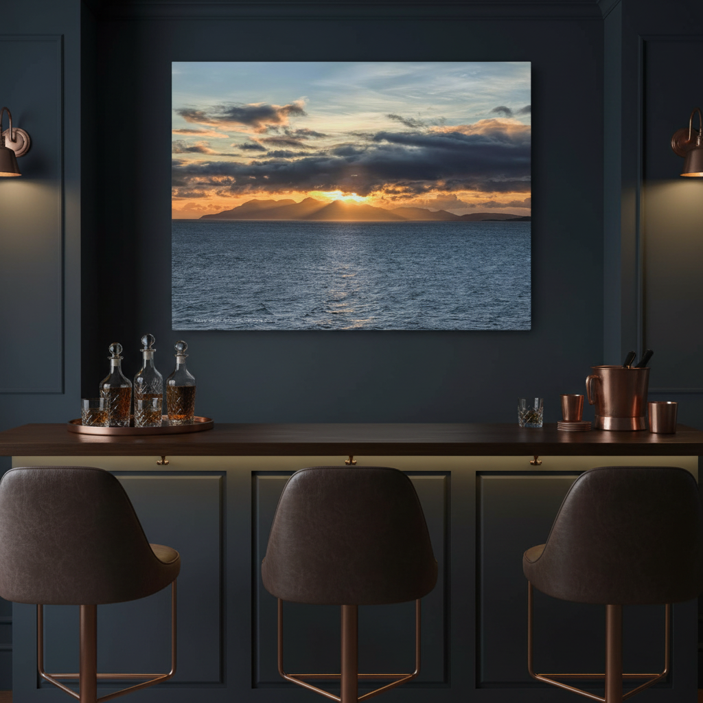 Isle of Rum Sunset Canvas Print – By Photographer Fergus King | Scottish Island Seascape Wall Art