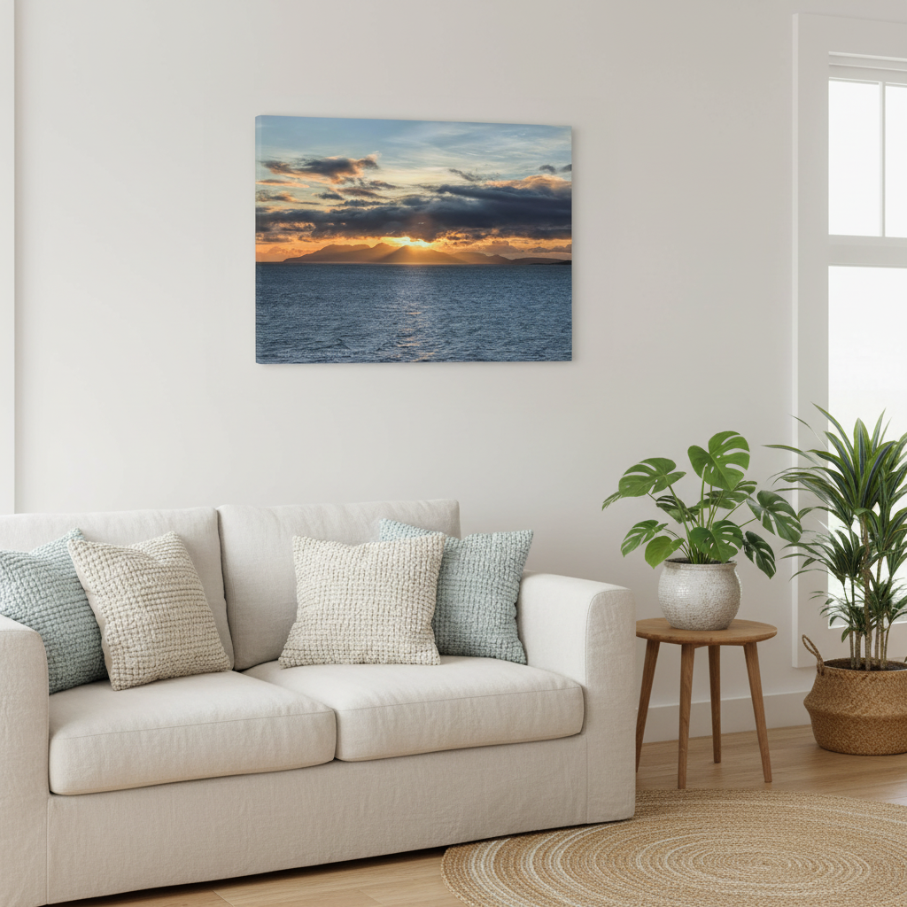 Isle of Rum Sunset Canvas Print – By Photographer Fergus King | Scottish Island Seascape Wall Art