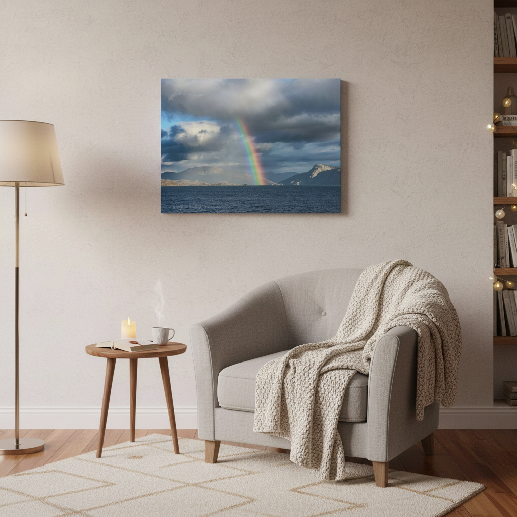 Knoydart Rainbow canvas print – by photographer Fergus King l Scottish Highlands landscape wall art
