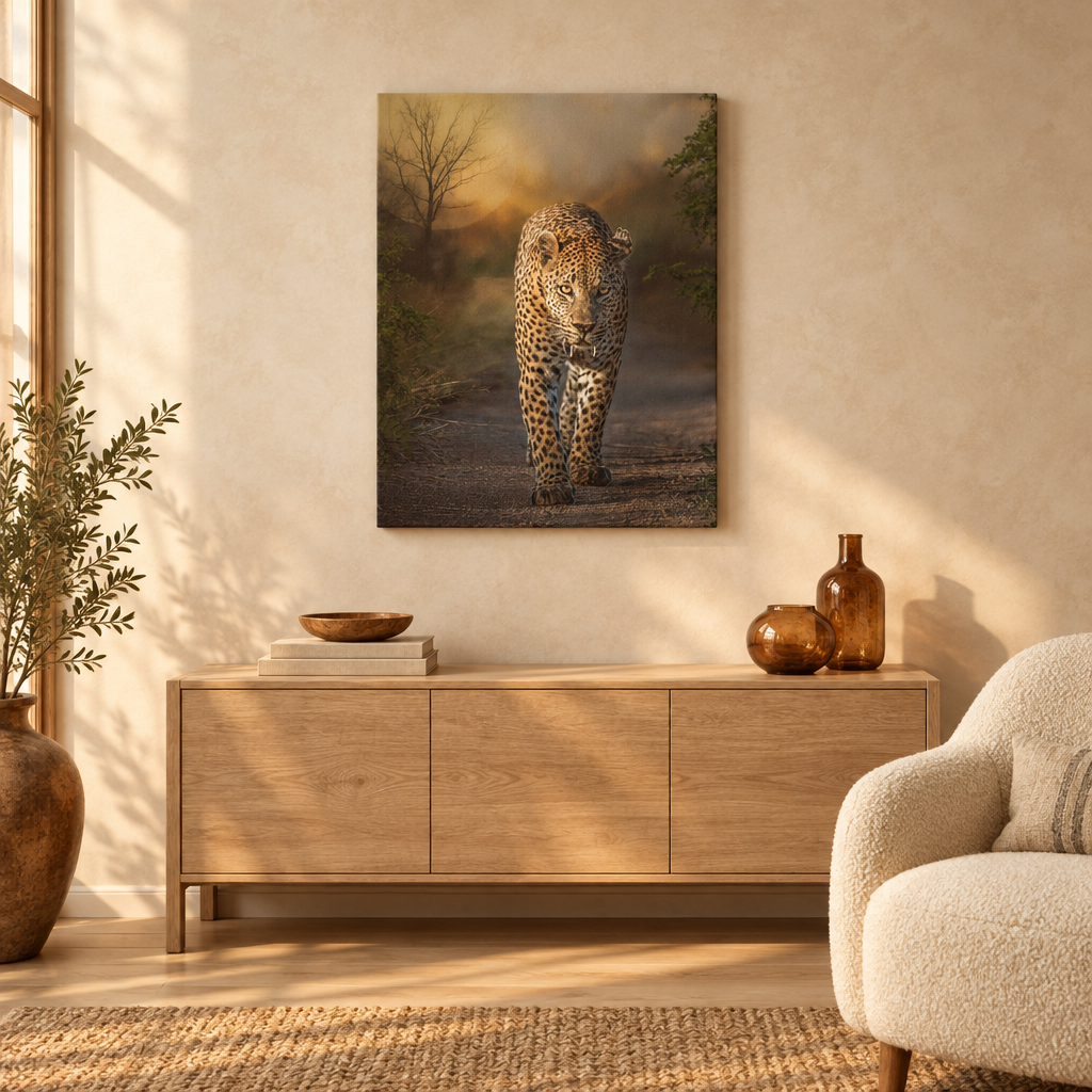 Leopard Walking at Sunset — By Photographer Patsy Weingart