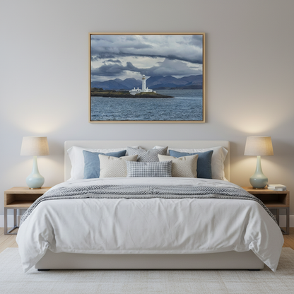 Lismore Lighthouse in Stormy Seas – Canvas Print by Photographer Fergus King