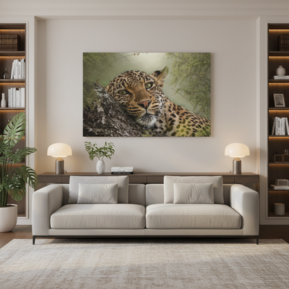 Eye‑to‑Eye with Elegance: Leopard in Tree — By Photographer Patsy Weingart