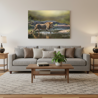 Stalking Lion at the Water’s Edge – By Photographer Patsy Weingart