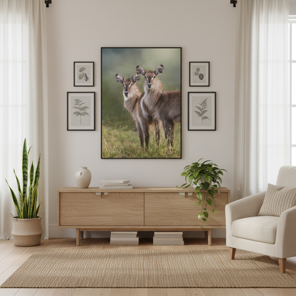 Brothers in the Grass – Young Waterbucks by Photographer Patsy Weingart