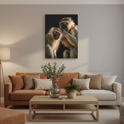 Monkey Companions – Intimate Wildlife Portrait Canvas by Photographer Patsy Weingart