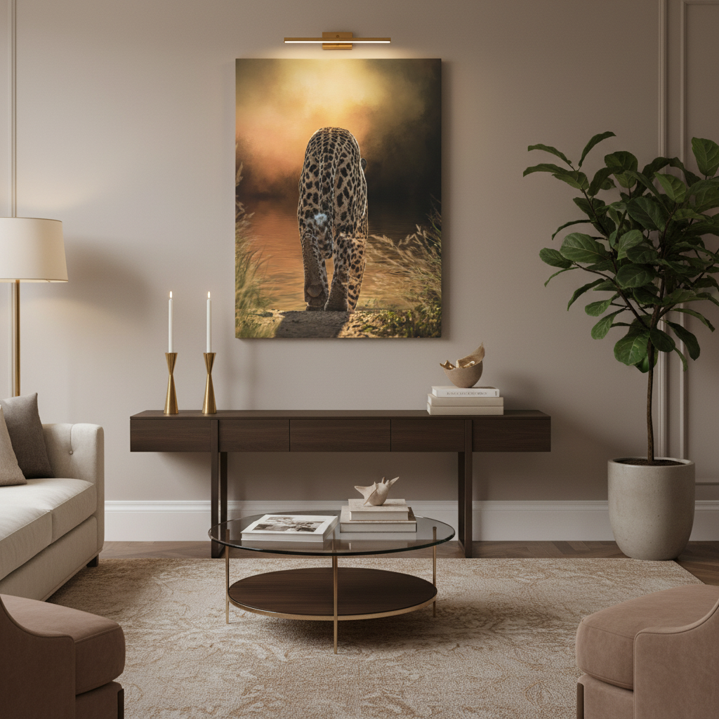 Twilight Approach – Leopard by the Water by Photographer Patsy Weingart