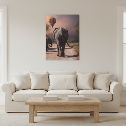 Elephants and Balloon at Dawn – By Photographer Patsy Weingart