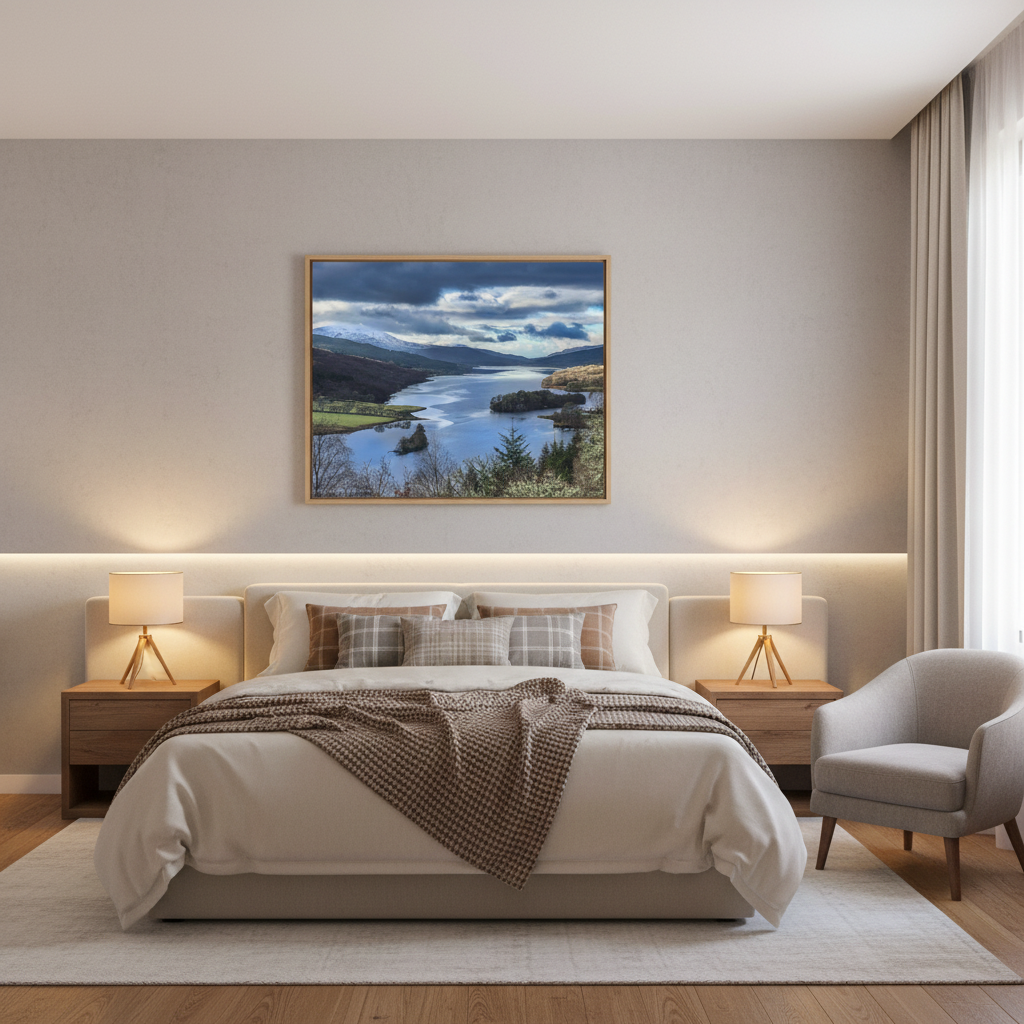 Loch Tummel with Snowy Peaks – Canvas Print by Photographer Fergus King