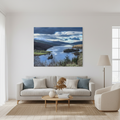 Loch Tummel with Snowy Peaks – Canvas Print by Photographer Fergus King
