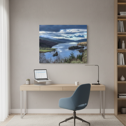 Loch Tummel with Snowy Peaks – Canvas Print by Photographer Fergus King