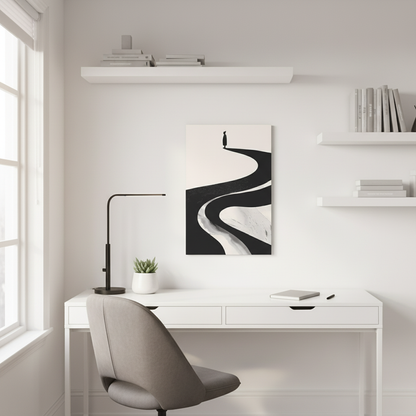Minimalist Canvas Wall Art — Lone Figure on Winding Path Matte Stretched Canvas