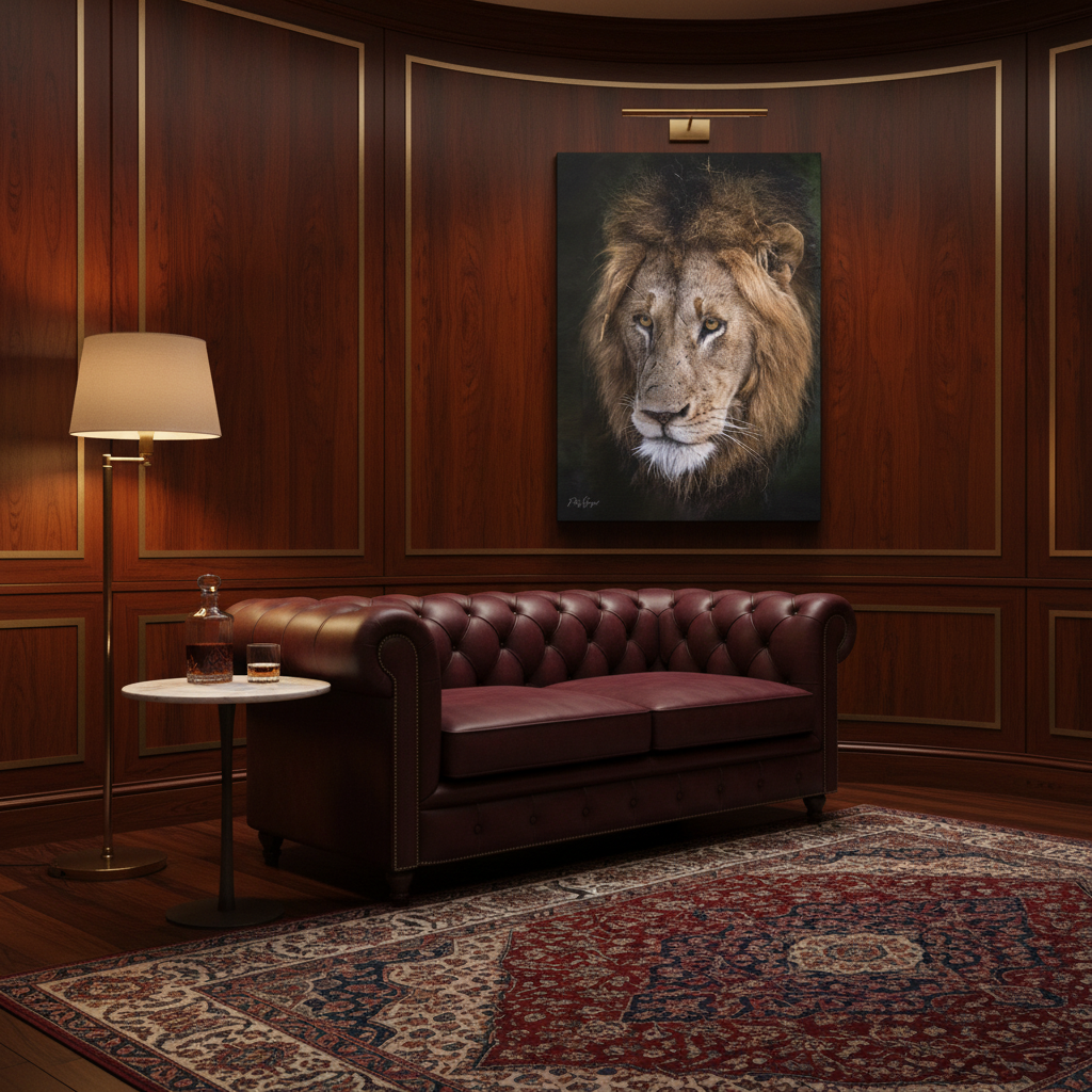 Male Lion Close‑Up in Shadow – By Photographer Patsy Weingart