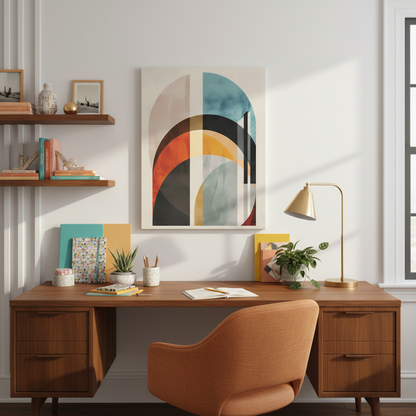 Abstract Archways Canvas Wall Art – Mid-Century Modern Stretched Print
