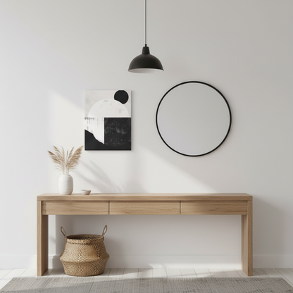 Monochrome Geometric Landscape Canvas