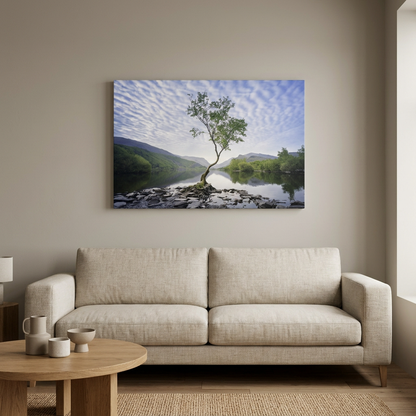 Llyn Padarn in July, Snowdonia – Lone Tree Reflections Under Summer Skies | By Photographer Gareth Mon Jones