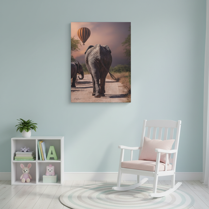 Elephants and Balloon at Dawn – By Photographer Patsy Weingart