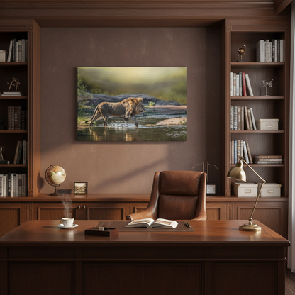 Stalking Lion at the Water’s Edge – By Photographer Patsy Weingart