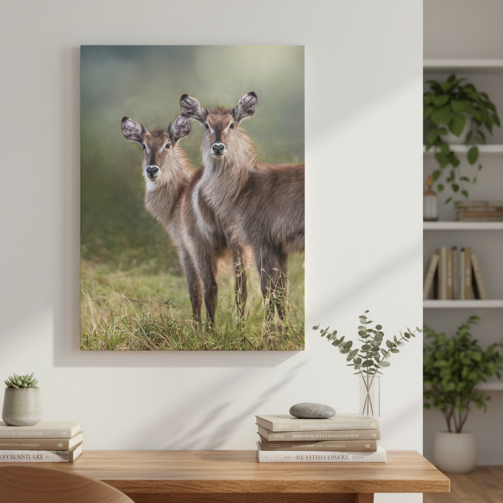Brothers in the Grass – Young Waterbucks by Photographer Patsy Weingart