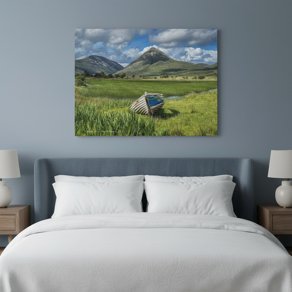 Old Boat, Isle of Skye Canvas Print – By Photographer Fergus King | Scottish Coastal Landscape Wall Art