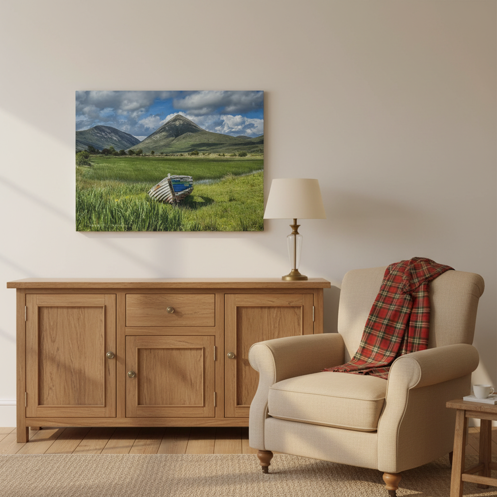 Old Boat, Isle of Skye Canvas Print – By Photographer Fergus King | Scottish Coastal Landscape Wall Art