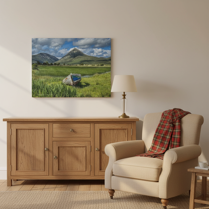 Old Boat, Isle of Skye Canvas Print – By Photographer Fergus King | Scottish Coastal Landscape Wall Art