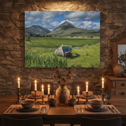 Old Boat, Isle of Skye Canvas Print – By Photographer Fergus King | Scottish Coastal Landscape Wall Art