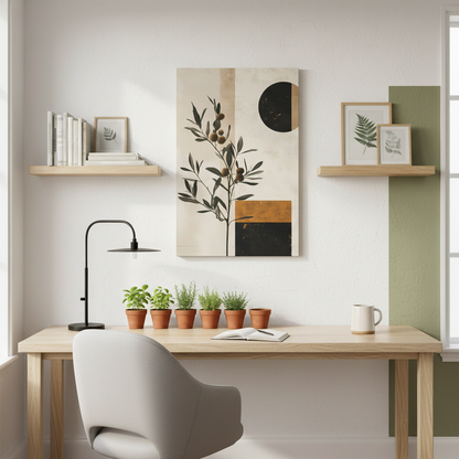 Modern Olive Branch Canvas Art — Minimalist Botanical Wall Decor