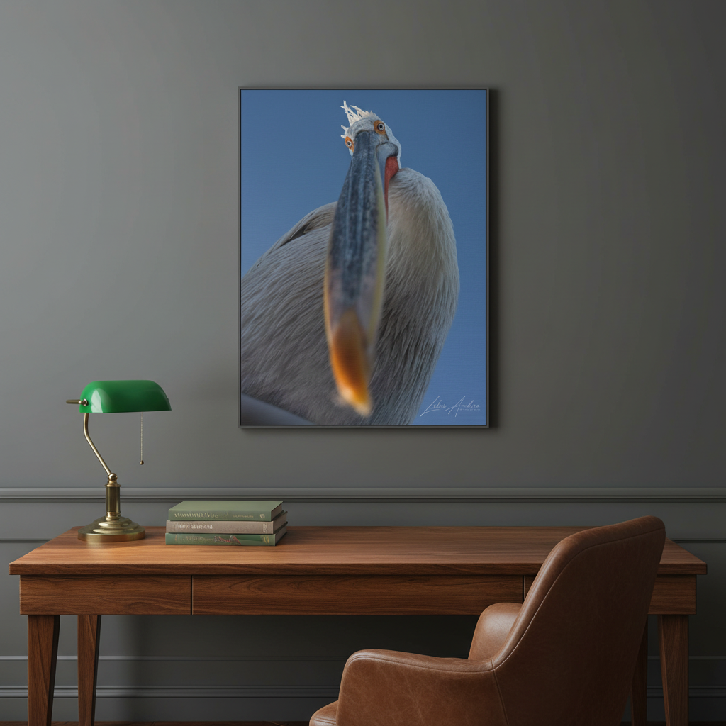 Pelican Gaze Against Open Sky — By Photographer Lukas Andersen