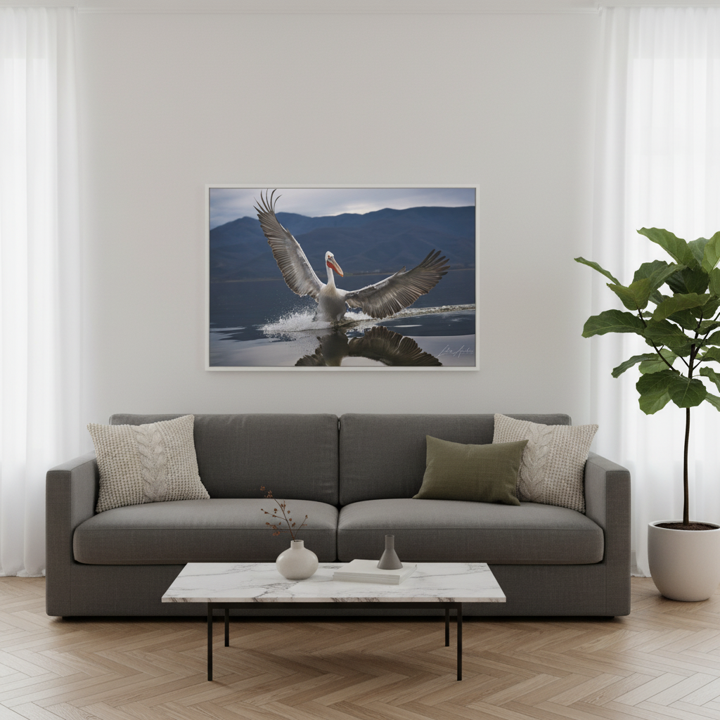 Pelican Gliding Over Still Water — By Photographer Lukas Andersen
