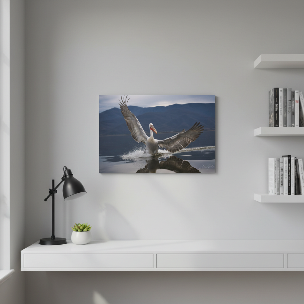 Pelican Gliding Over Still Water — By Photographer Lukas Andersen