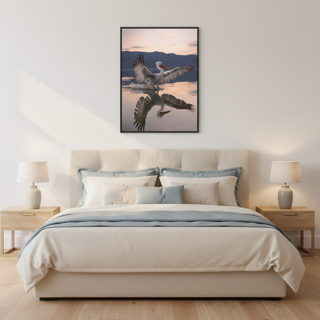 Pelican Touching Down at Dawn — By Photographer Lukas Andersen