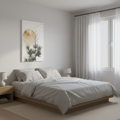 Pine Silhouette Canvas Print – Minimal Moon Wall Art (Matte Stretched)