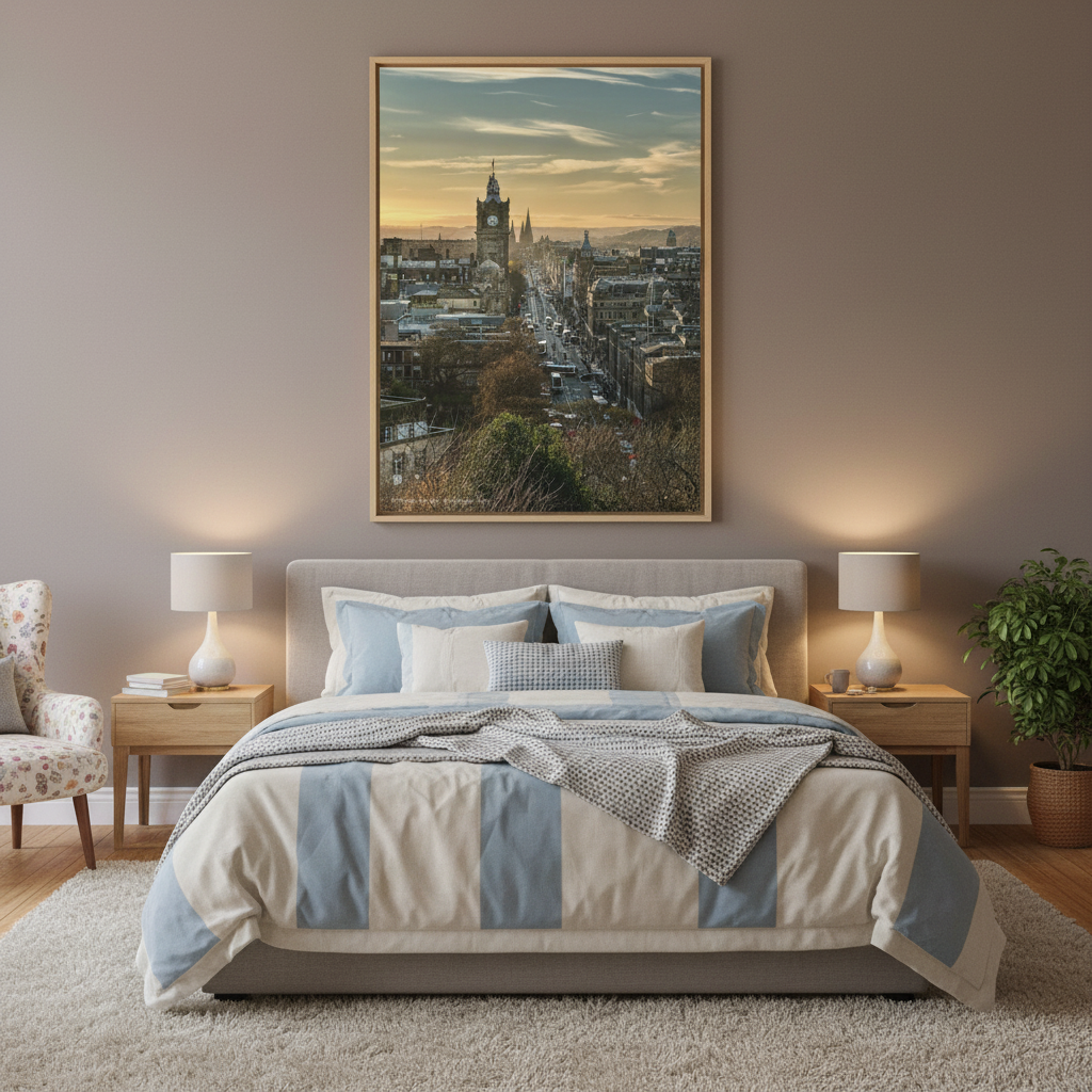Princes Street Canvas Print – Edinburgh Cityscape Wall Art by Photographer Fergus King