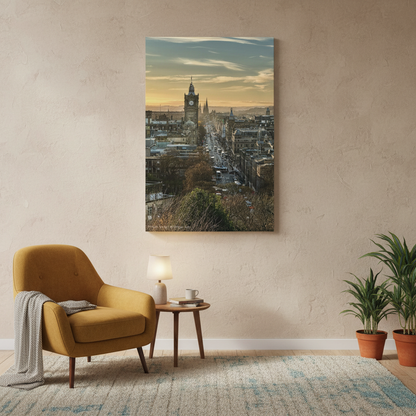 Princes Street Canvas Print – Edinburgh Cityscape Wall Art by Photographer Fergus King